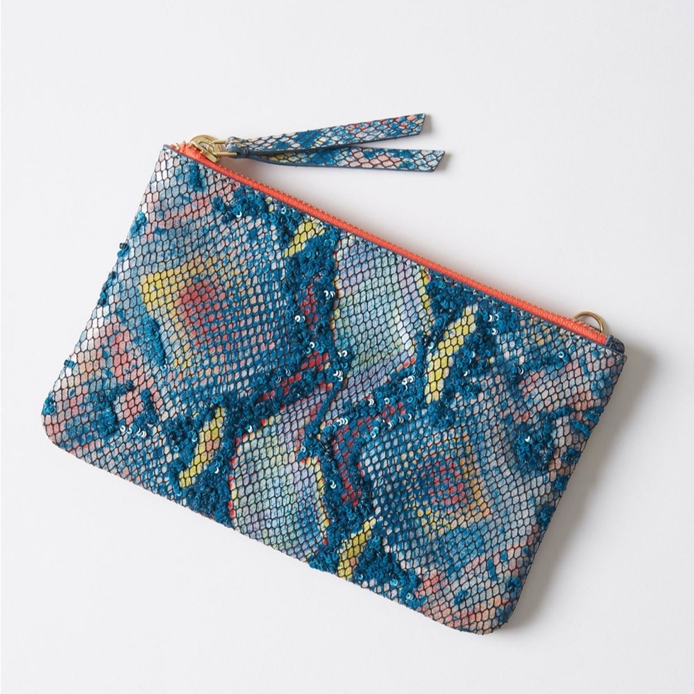 Anthropologie Petite Snake-Printed Clutch